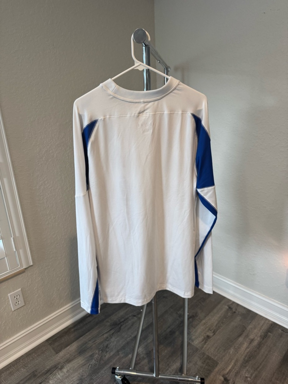 Jordan White Crew Top with Royal Blue Neck Trim and Red Jumpman - Picture 3 of 3